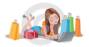 Happy Woman shopping online .Internet Shopping