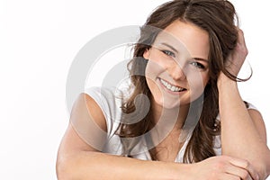 Happy woman smiling at the camera