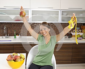 Happy woman smiling healthy diet