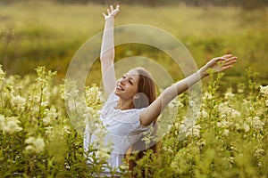 Happy woman in a state of rapture