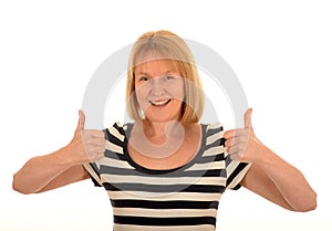 Happy woman with thumbs up