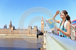 Happy woman travel in London