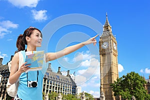 Happy woman travel in London