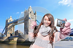 Happy woman travel in london