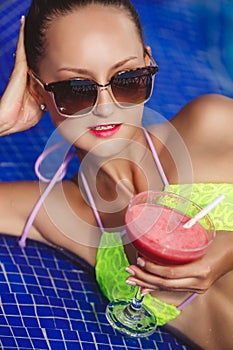 Happy woman on the tropical beach.