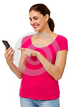 Happy Woman Using Smart Phone