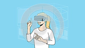 Happy woman in VR explore new realities