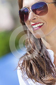 Happy Woman Wearing Aviator Sunglasses