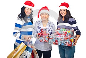 Happy women with Christmas presents