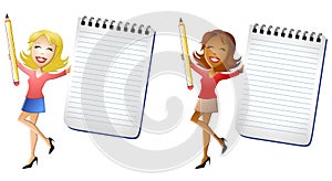 Happy Women Holding Notepads photo