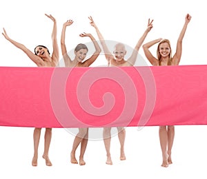 Happy women in pink - Breast Cancer Awereness photo