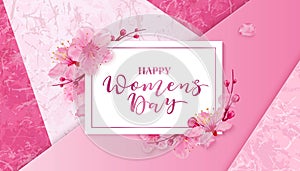 Happy women s day. 8 March with flowers