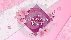 Happy women s day. 8 March with flowers