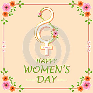 Happy Women's Day elegence greeting for 8th March celebration