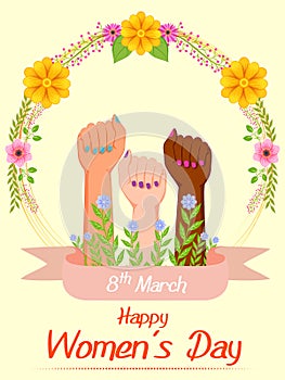 Happy Women's Day elegence greeting for 8th March celebration