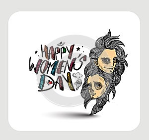 Happy Women`s Day greeting card design.