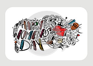 Happy Women`s Day greeting card design.