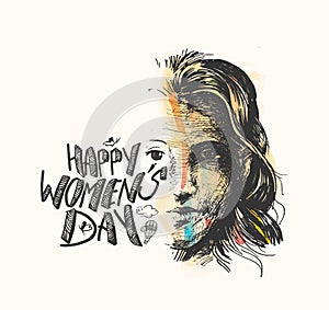 Happy Women`s Day greeting card design.