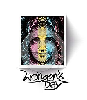 Happy Women`s Day greeting card design.