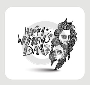 Happy Women`s Day greeting card design.