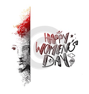 Happy Women`s Day greeting card design.