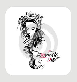 Happy Women`s Day greeting card design.