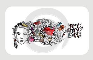 Happy Women`s Day greeting card design.