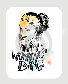 Happy Women`s Day greeting card design.