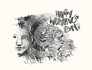 Happy Women`s Day greeting card design.