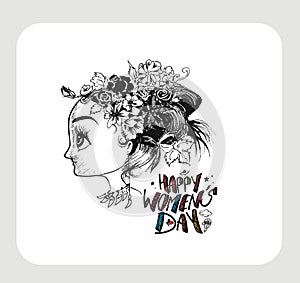 Happy Women`s Day greeting card design.