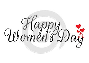 Happy Women`s Day, Hearts Illustration, Wording Design