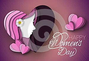 Happy Women`s Day on purple background