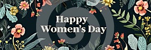 Happy Women\'s Day with spring flowers background International Womens Day concept March 8 Happy Mother`s Day greeting design