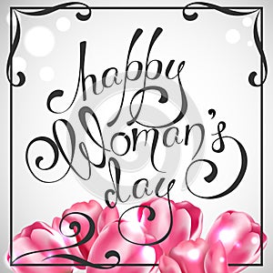 Happy Women`s Day. Vector Greeting Card. The 8th of March