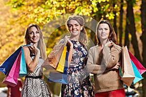 Happy Women with Shopping Bags