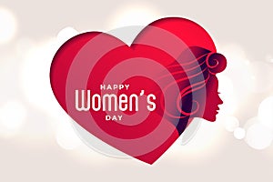 Happy womens day beart and face poster design