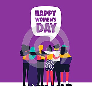 Happy Womens Day card of women friends together