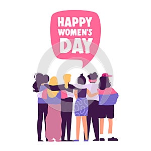 Happy Womens Day card of women friends together