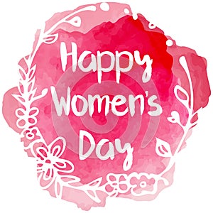 Happy Womens day lettering with floral frame