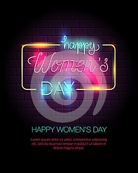 Happy Womens Day neon sign