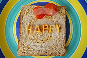 Happy word on toast