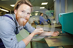 happy worker in factory