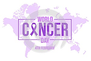 Happy world cancer day concept in purple color