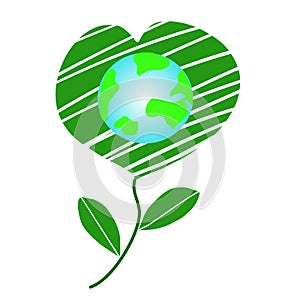 Happy world day Friendship and environment concepts Earth Day, Earth Conservation, Heart of Nature - Vector