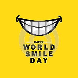 Happy world smile day banner. Joy, laught, fun. Good emotion concept. Vector on isolated background. EPS 10 photo