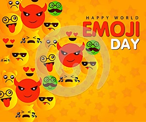 Happy World smile day emojis composition Seventeen july