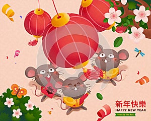 Happy year of the rat cute mice