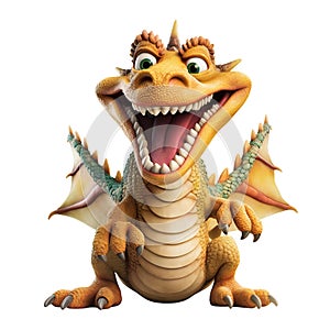 Happy yellow dragon is smiling