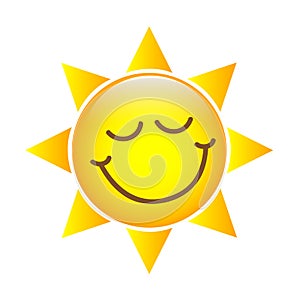 Happy yellow sun face icon