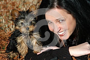 Happy Yorkie Puppy Owner